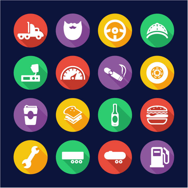 Truck Driver Icons Flat Design Circle This image is a illustration and can be scaled to any size without loss of resolution. ham radio stock illustrations
