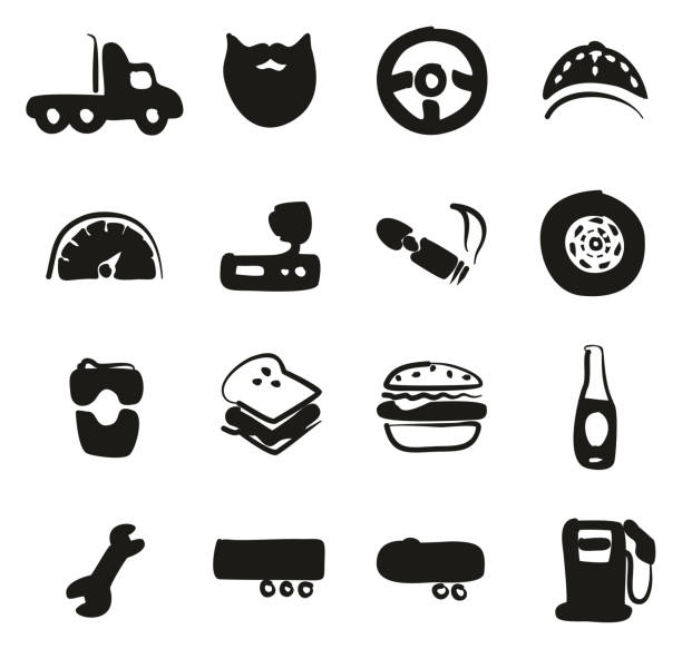 Truck Driver Icons Freehand Fill This image is a vector illustration and can be scaled to any size without loss of resolution. ham radio stock illustrations