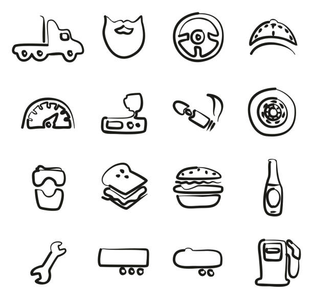 Truck Driver Icons Freehand This image is a vector illustration and can be scaled to any size without loss of resolution. ham radio stock illustrations