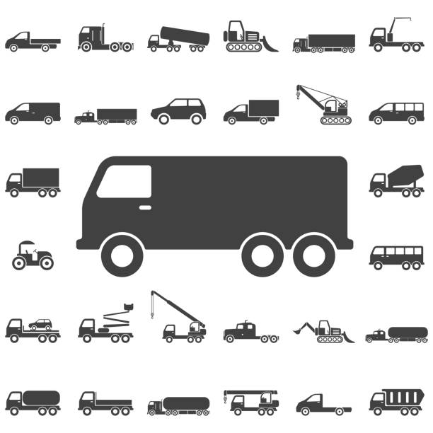 stockillustraties, clipart, cartoons en iconen met de pictogrammen van de vrachtwagen - front view old jeep