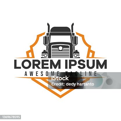 istock Truck logo. Vector illustration good for mascot or logo for freight forwarding industry, cargo, or logistic industry. flat color style. 1369678595