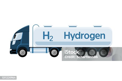 istock Truck with hydrogen tank trailer 1311220964