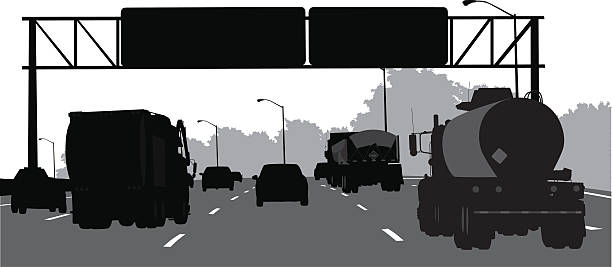Truckin' Vector Silhouette A-Digit traffic silhouettes stock illustrations