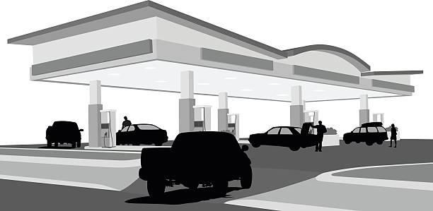 Truck'n Vector SilhouetteGas A-Digit garage silhouettes stock illustrations