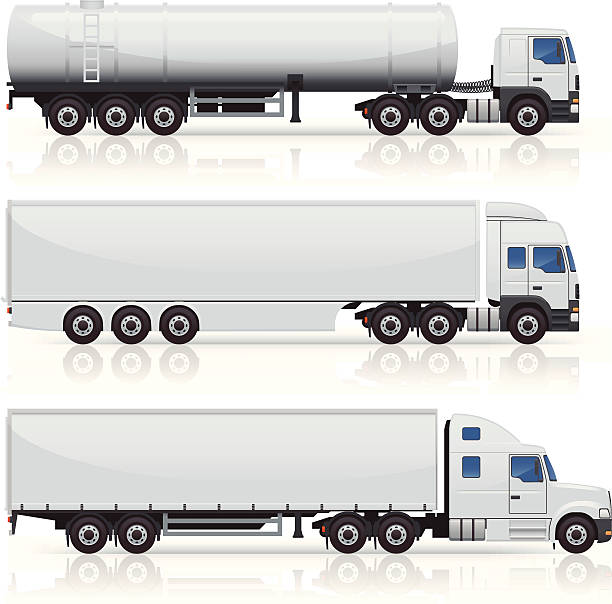 Trucks & Trailers Icons Generic commercial truck and trailer icons. Layered and grouped for ease of use. Download includes EPS file and hi-res jpeg. semi truck side view stock illustrations