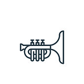 trumpet icon vector from celebration concept. Thin line illustration of trumpet editable stroke. trumpet linear sign for use on web and mobile apps, logo, print media.