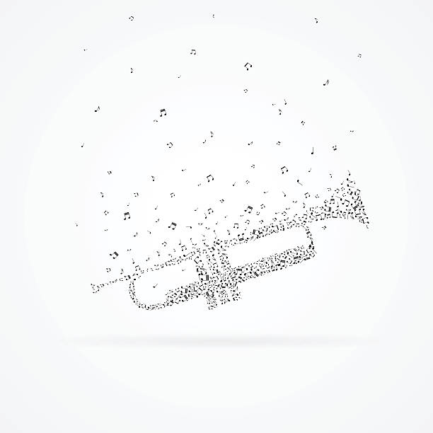 Trumpet made from floating notes. vector art illustration
