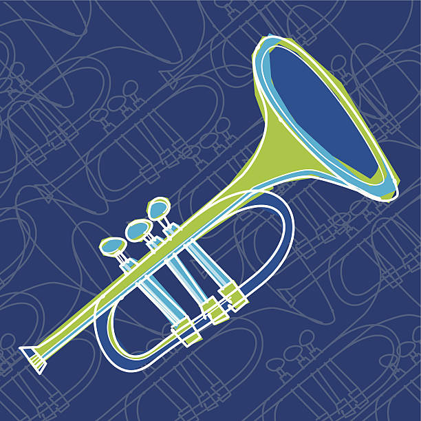 ilustraciones, imágenes clip art, dibujos animados e iconos de stock de trompeta - tintanegra00