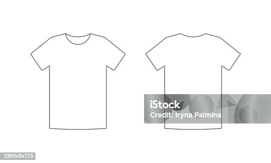 istock Tshirt unisex front view and back outline 1391404775