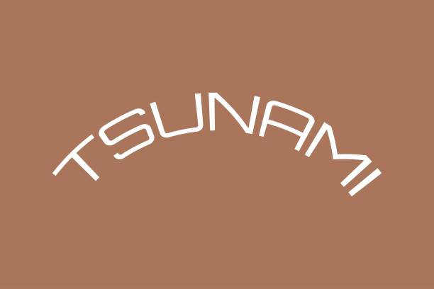 illustrazioni stock, clip art, cartoni animati e icone di tendenza di testo tipografico tsunami sullo sfondo. testo tsunami per poster, banner e t-shirt vettoriale. - tonga tsunami
