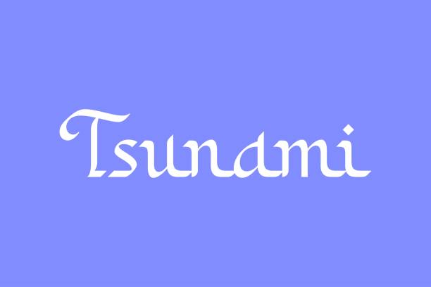 типографика цунами текстовый векторный дизайн для дизайна плаката, баннера, наклейки и футболки. цунами стихийного бедствия. - tonga tsunami stock illustrations