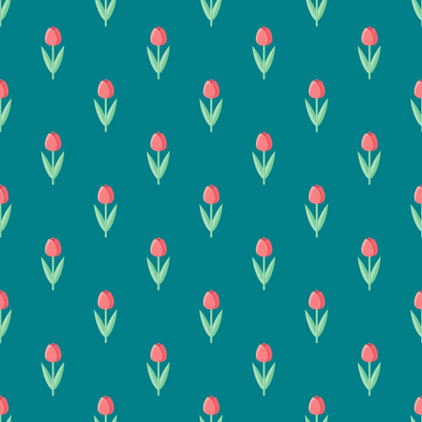 Tulip Easter Seamless Pattern  easter sunday stock illustrations
