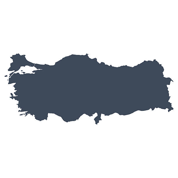 Turkey country map A graphic illustrated vector image showing the outline of the country Turkey. The outline of the country is filled with a dark navy blue colour and is on a plain white background. The border of the country is a detailed path.  turkey country stock illustrations