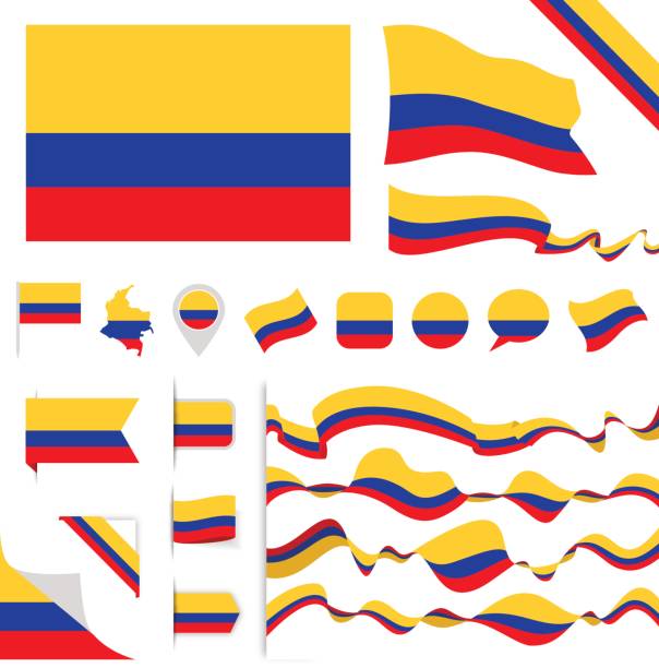 n0605 - турция - набор флагов - колумбия stock illustrations