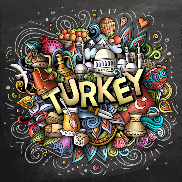土耳其手繪卡通塗鴉插圖。有趣的旅行設計。 - 土耳其 插圖 幅插畫檔、美工圖案、卡通及圖標