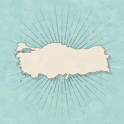 Turkey map in retro vintage style - Old textured paper