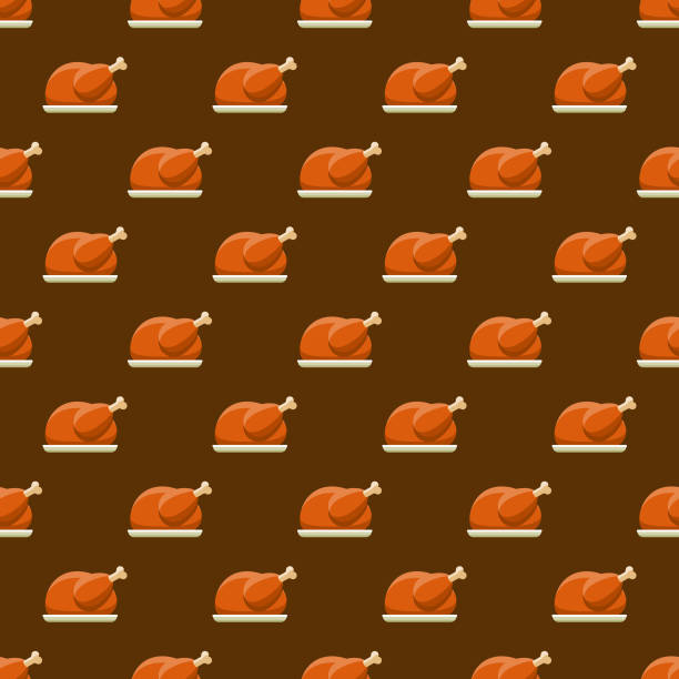 Turkey Seamless Pattern A seamless pattern, can be tiled on all sides. File is built in the CMYK color space for optimal printing and can easily be converted to RGB. No gradients or transparencies used, the shapes have been placed into a clipping mask. thanksgiving food stock illustrations