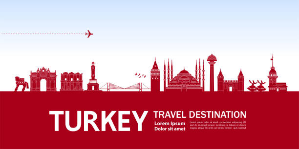 Turkey travel destination grand vector illustration. Turkey travel destination grand vector illustration. türkiye country stock illustrations