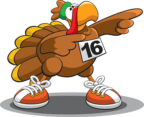 Turkey Trot 16 A vector illustration of a turkey ready to trot in a charity race! turkey stock illustrations
