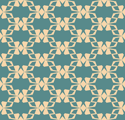 Turquoise and beige geometric seamless pattern with angular shapes, lattice