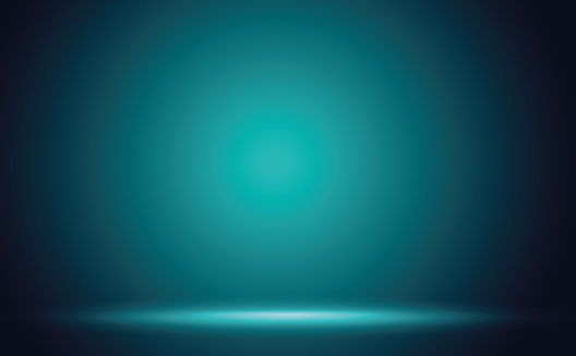 Turquoise Gradient wall studio empty room abstract background with lighting and space for your text.