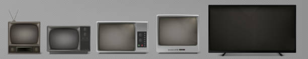 tv evolution set. Vector illustration isolated on transparent background vector art illustration