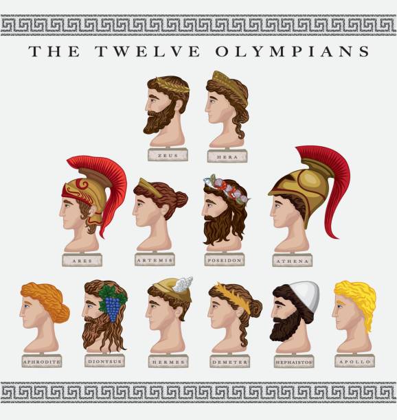 Twelve Olympians Vector illustration set of the Twelve Olympian Gods images of ares god of war stock illustrations