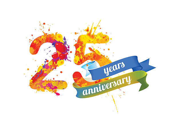 twenty five years anniversary 25 (twenty five) years anniversary. Vector watercolor splash paint 25 29 years stock illustrations