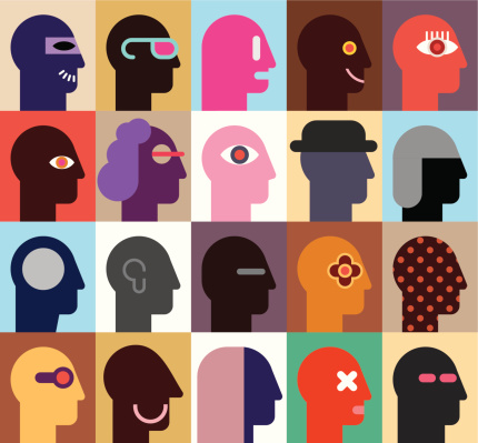 Human Heads - abstract vector illustration. Can be used as seamless wallpaper. vector