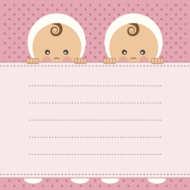 Twins. Vector illustration. Baby girl twins announcement card. Vector illustration. twins stock illustrations