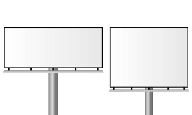 zwei leere stadt rechteckigen und quadratischen werbetafeln - billboard stock-grafiken, -clipart, -cartoons und -symbole