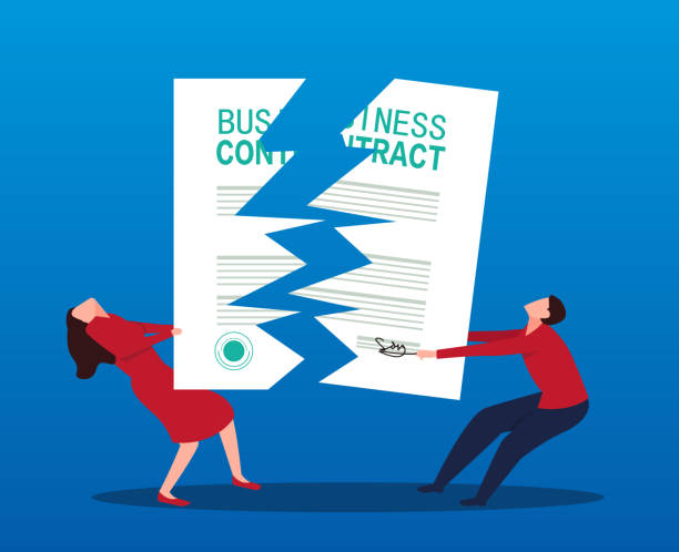 Two businessmen compete for and tear up the contract Two businessmen compete for and tear up the contract divorce stock illustrations