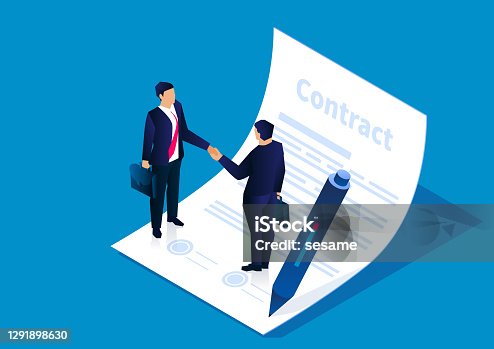 istock Two businessmen shaking hands to reach an agreement and successfully sign the contract, the concept of business cooperation 1291898630