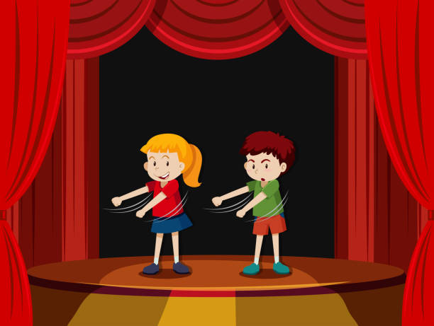 Two children on stage illustration