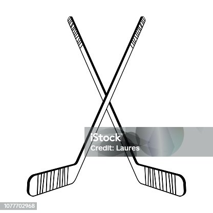 istock Two crossed hockey sticks 1077702968