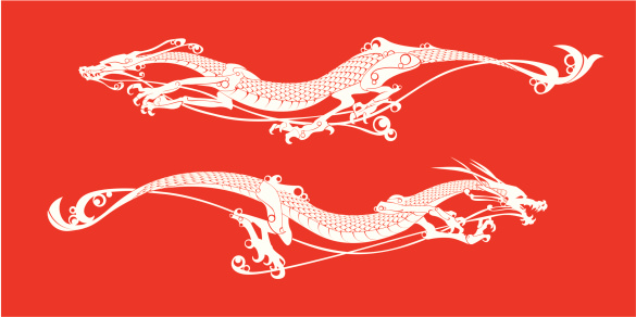 Two angry chinese dragons vector