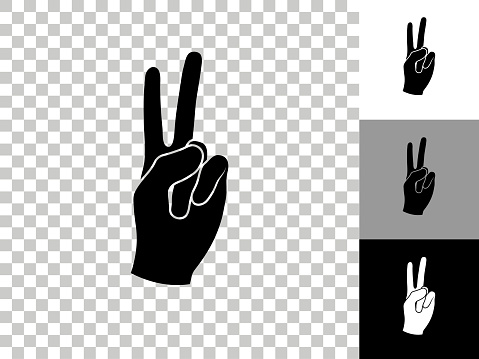 Two Fingers Icon on Checkerboard Transparent Background