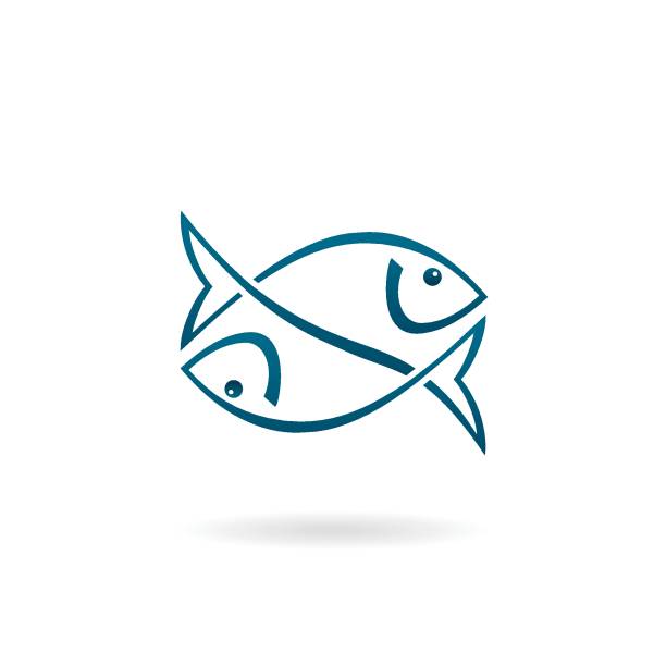 Two fish icon Illustration of two fish drawn in one continuous line. pisces stock illustrations
