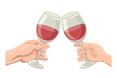 Two glasses of wine. Colored vector illustration on white background