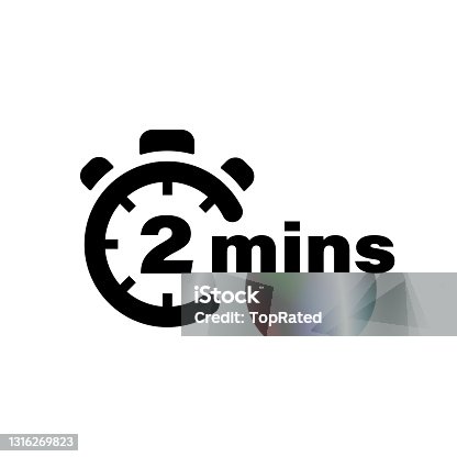 istock Two minute vector icon. Time left symbol isolated. Stopwatch black sign. Vector EPS 10 1316269823