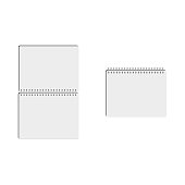 istock Two notebooks with a spread. Notebook page clean blank, place for text. Vector illustration, isolated on white background, flat design, eps 10. 1362905474