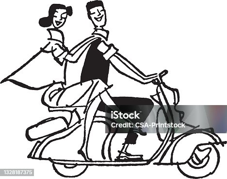 istock Two People Riding a Moped 1328187375
