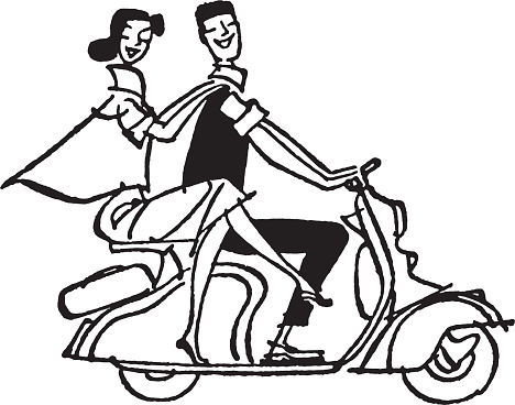 Two People Riding a Moped
