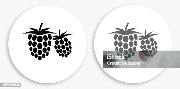 istock Two Raspberries Black and White Round Icon 1154981535