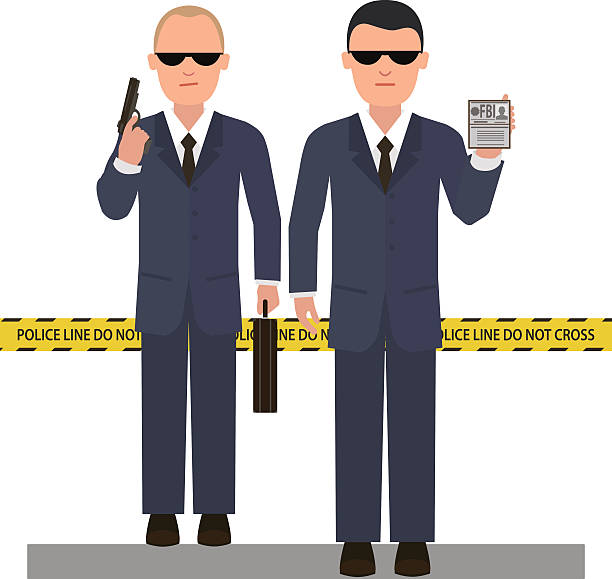 dwóch agentów ochrony - fbi stock illustrations