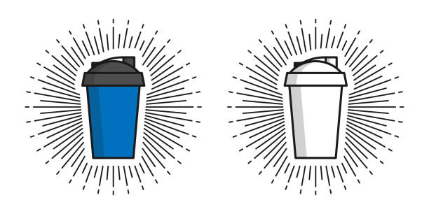 Two shakers vector illustration Two shakers vector illustration. Shakers for protein and sports nutrition line art creative concept. cocktail shaker stock illustrations