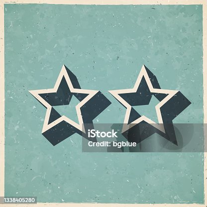 istock Two stars. Icon in retro vintage style - Old textured paper 1338405280