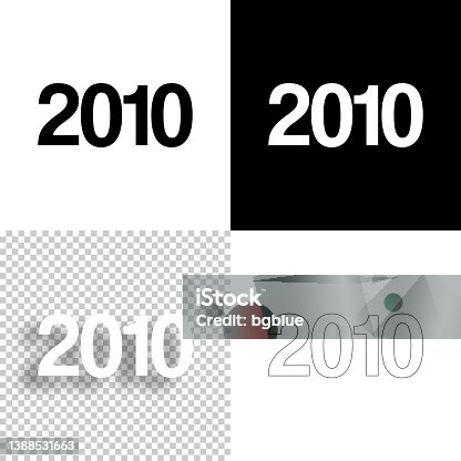 istock 2010 - Two thousand ten. Icon for design. Blank, white and black backgrounds - Line icon 1388531663