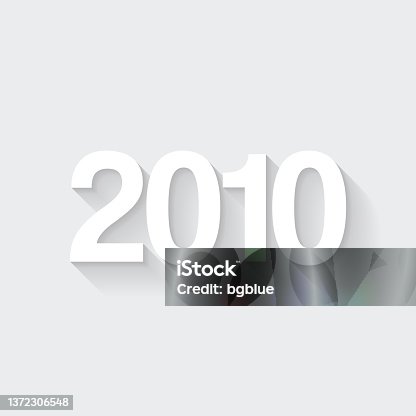 istock 2010 - Two thousand ten. Icon with long shadow on blank background - Flat Design 1372306548