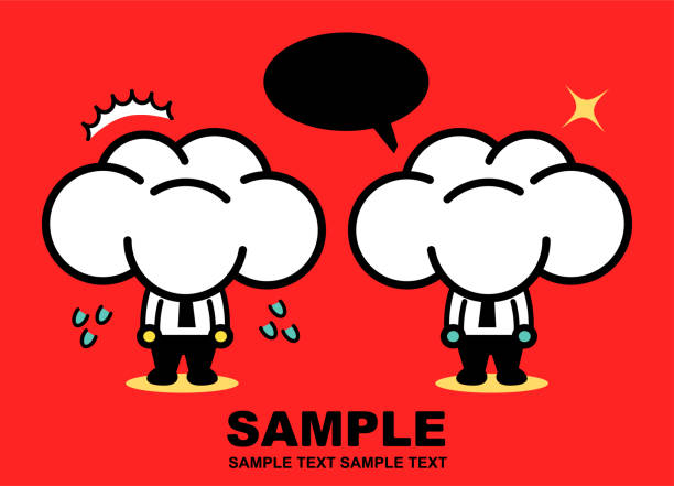 Two unique businessmen with cloud head having a bad conversation Unique Characters Full Length Vector art illustration.
Two unique businessmen with cloud head having a bad conversation. cartoon man with complaint with speech bubble stock illustrations